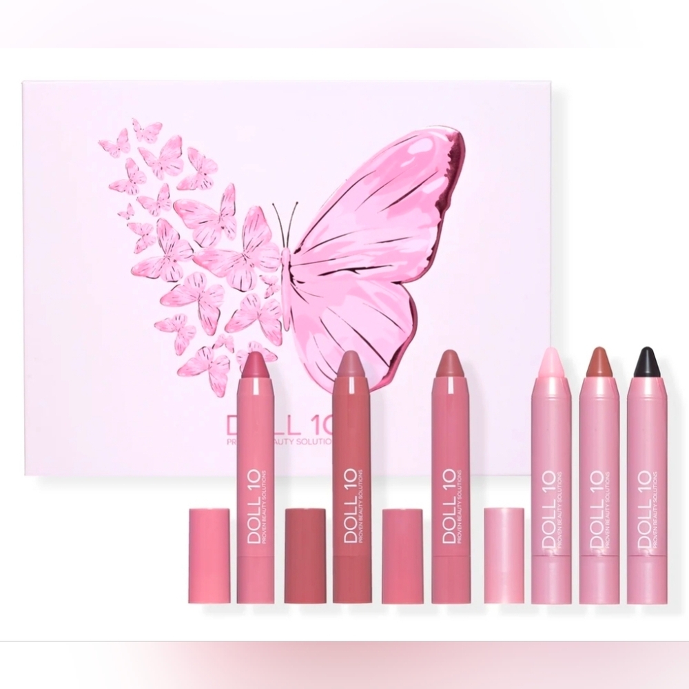 DOLL 10 - Shades of Possibilities Collection  3 Peptide+3 pH Adaptive Lip Crayon